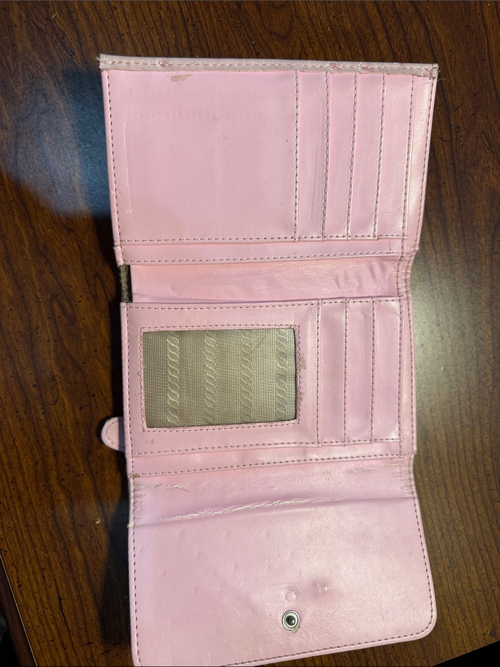 Prada Beige Ostrich-Embossed Leather Fold Wallet with Logo Plaque - Picture 3 of 5